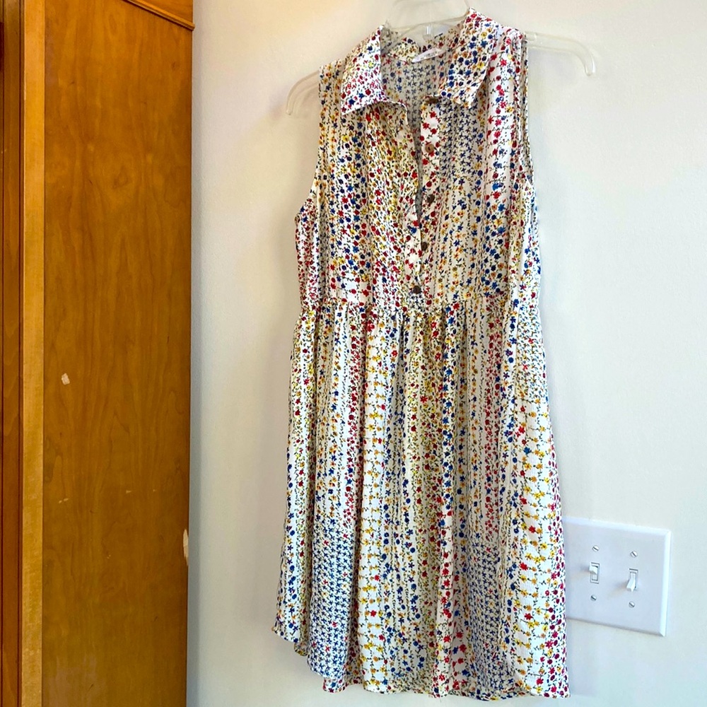 Boho Jennaration sleeveless dress. Folk Provence flowers. Crinkle fabric. Medium